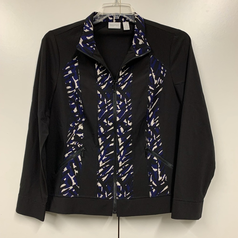 Zenergy by Chico’s Black Full Zip Jacket w/ pockets - sz 1 - M
